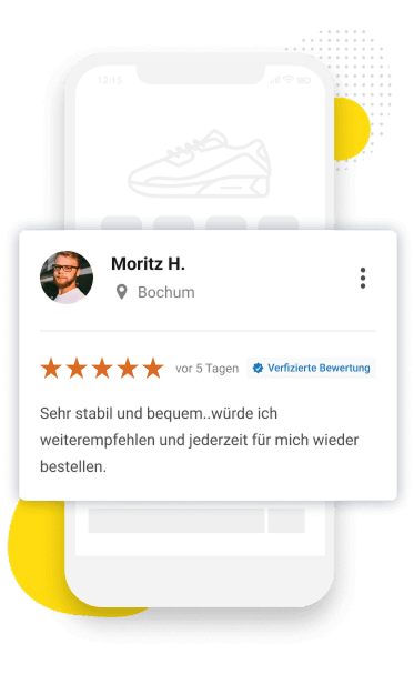 Eine beispielhafte Produkt Bewertung, dargestellt auf einem Smartphone.